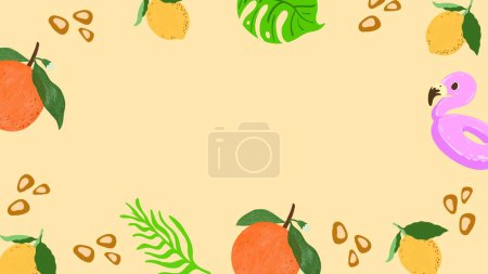 Téléchargez les illustrations : Fruits sertis avec espace vide - en licence libre de droit