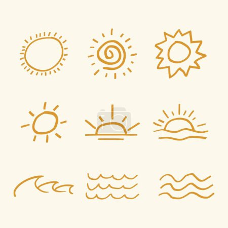 Illustration for Set of sun icons. vector illustration. - Royalty Free Image