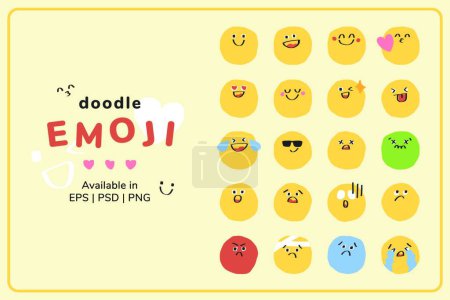 Téléchargez les illustrations : Emoji set, illustration vectorielle simple - en licence libre de droit