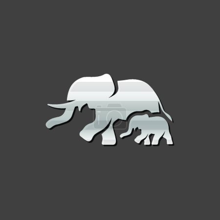 Téléchargez les illustrations : Conception d'icône métallique d'éléphants - en licence libre de droit