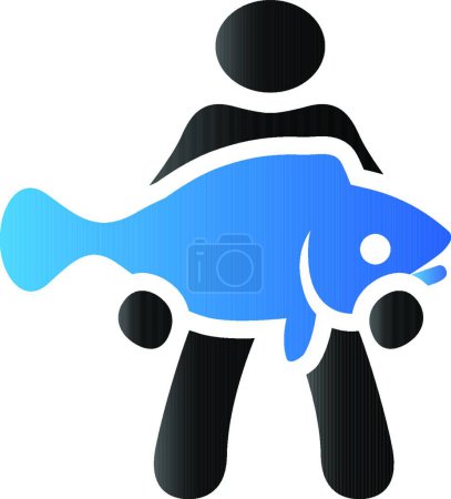 Illustration for Duo Tone Icon - Man holding fish - Royalty Free Image