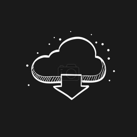 Illustration for "Sketch icon in black - Cloud download" - Royalty Free Image