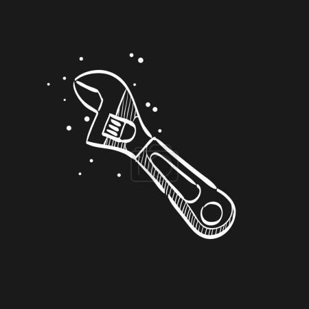 Illustration for "Sketch icon in black - Adustable wrench" - Royalty Free Image