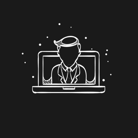 Illustration for "Sketch icon in black - Computer chat" - Royalty Free Image