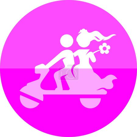 Illustration for Circle icon - Wedding Scooter vector illustration - Royalty Free Image