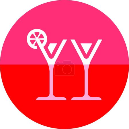 Téléchargez les illustrations : "Icône cercle - Verres à vin" - en licence libre de droit