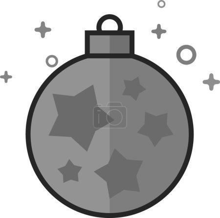 Téléchargez les illustrations : "Icône plate en niveaux de gris - Orbe de Noël
" - en licence libre de droit