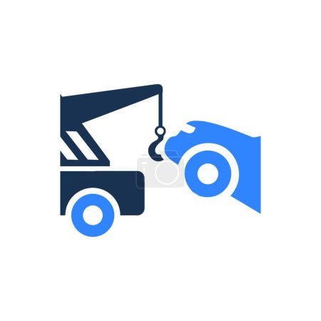 Illustration for Car Towing Vector Icon - Royalty Free Image