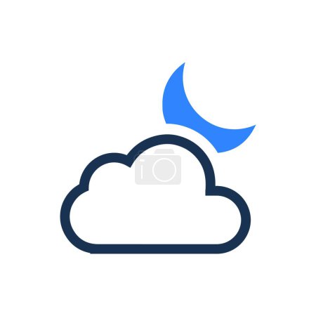 Téléchargez les illustrations : Illustration vectorielle de l'icône nuageuse nuit - en licence libre de droit