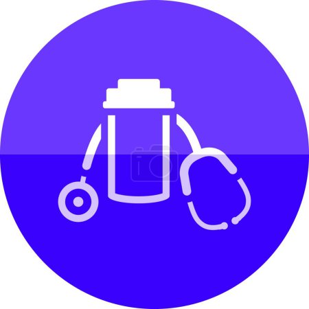 Illustration for Circle icon. Pills bottle stethoscope - Royalty Free Image