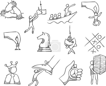 Ilustración de "Business management icons in sketch style." - Imagen libre de derechos