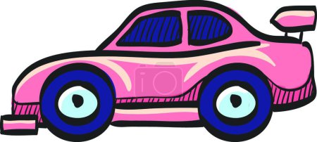 Ilustración de "Icono de coche de carreras en el dibujo a color. Deporte automoción rally velocidad transporte rápido" - Imagen libre de derechos