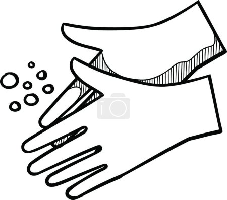 Téléchargez les illustrations : Illustration vectorielle de dessin de lavage des mains - en licence libre de droit