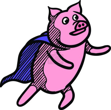 Téléchargez les illustrations : Illustration vectorielle de caractère de porc - en licence libre de droit