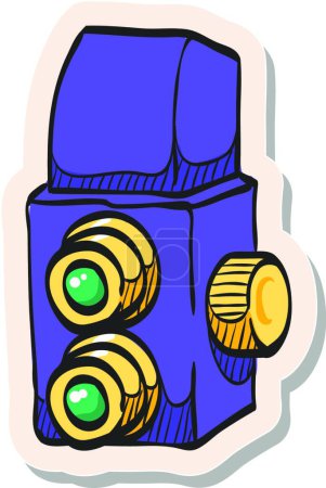 Illustration for "Hand drawn sticker style icon TLR camera" - Royalty Free Image