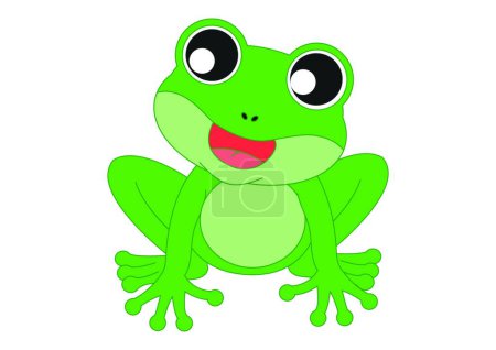 Ilustración de Rana de dibujos animados que canta. Ilustración vectorial de rana verde - Imagen libre de derechos