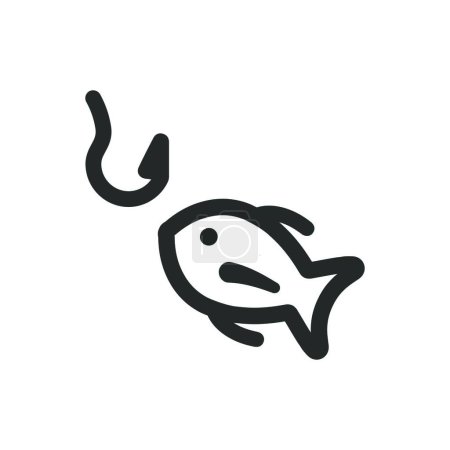 Téléchargez les illustrations : Illustration vectorielle d'icône de capture de poisson - en licence libre de droit