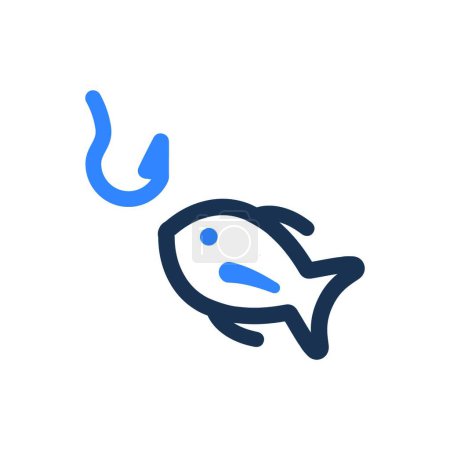 Téléchargez les illustrations : Icône de pêche, illustration vectorielle - en licence libre de droit