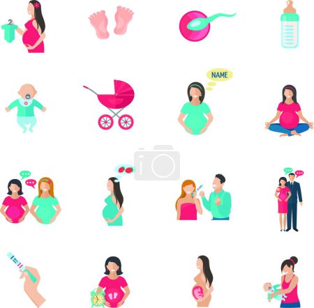 Ilustración de "Iconos del embarazo plana "vector de ilustración - Imagen libre de derechos
