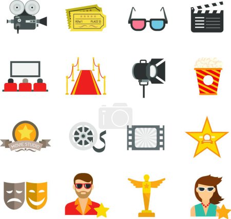Illustration for Movie Icons Flat vector illustration - Royalty Free Image