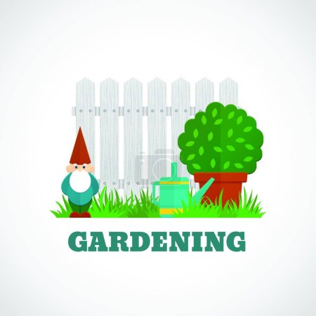 Illustration for "Gardening Poster Flat" vector illustration - Royalty Free Image