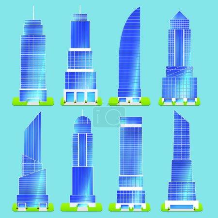 Illustration for Office Buildings Set vector illustration - Royalty Free Image