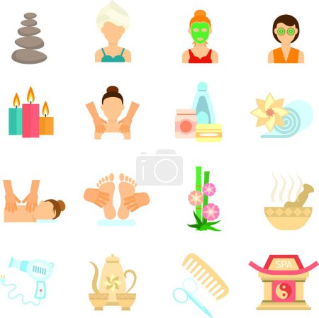 Illustration for Spa Icons Flat vector illustration - Royalty Free Image