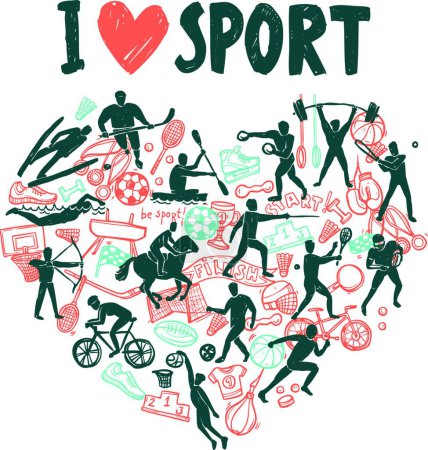 Téléchargez les illustrations : "Love Sport Concept "illustration vectorielle - en licence libre de droit
