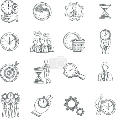 Téléchargez les illustrations : "Illustration vectorielle du croquis de gestion du temps - en licence libre de droit