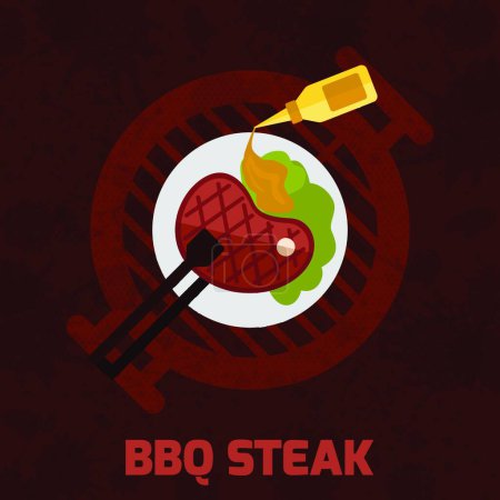 Téléchargez les photos : "Affiche Bbq Steak "illustration vectorielle - en image libre de droit