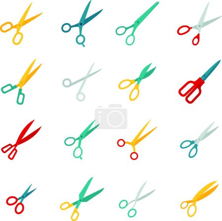 Illustration for "Scissors Icons Flat" vector illustration - Royalty Free Image
