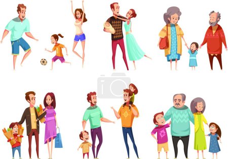 Illustration for Families Cartoon Set vector illustration - Royalty Free Image