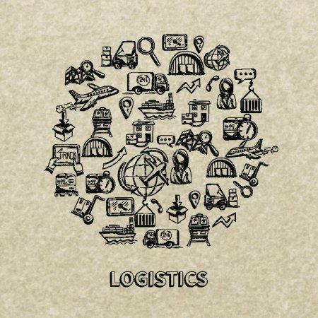 Illustration for Logistic Sketch Icons vector illustration - Royalty Free Image