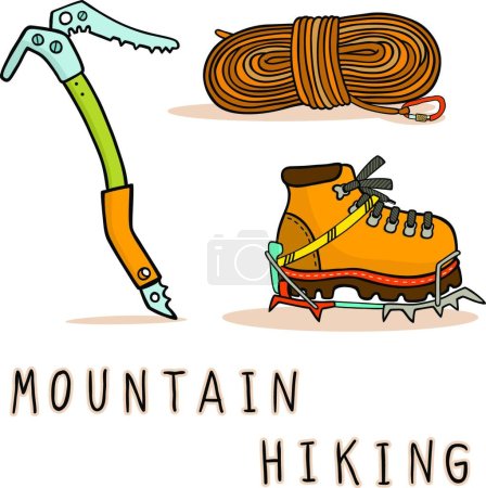 Téléchargez les illustrations : "randonnée en montagne "illustration vectorielle - en licence libre de droit
