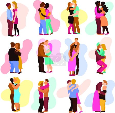 Illustration for Love Hugs Set vector illustration - Royalty Free Image
