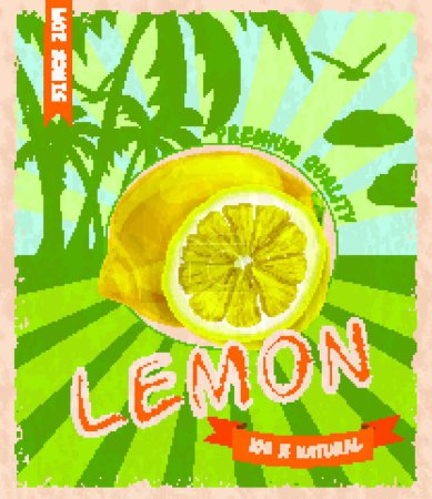 Illustration for "Lemon retro poster" vector illustration - Royalty Free Image