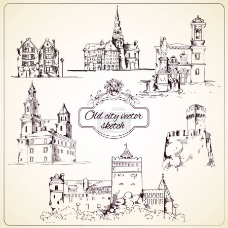 Illustration for "Old city sketch" vector illustration - Royalty Free Image