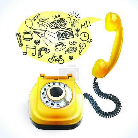 Illustration for "Telephone old doodle" vector illustration - Royalty Free Image