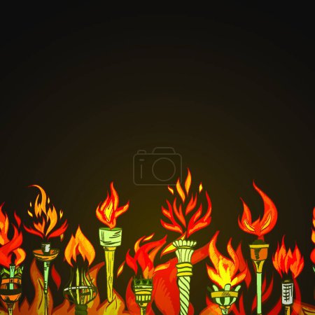 Téléchargez les illustrations : "Ornement de torche sans couture "illustration vectorielle - en licence libre de droit