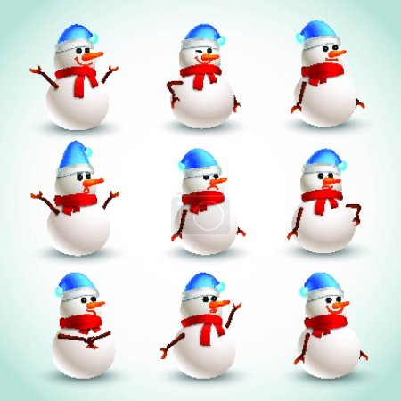 Illustration for Snowman emotions set vector illustration - Royalty Free Image
