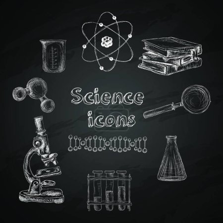 Illustration for Science chalkboard icons vector illustration - Royalty Free Image