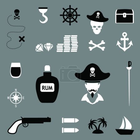 Illustration for Pirate set icons vector illustration - Royalty Free Image
