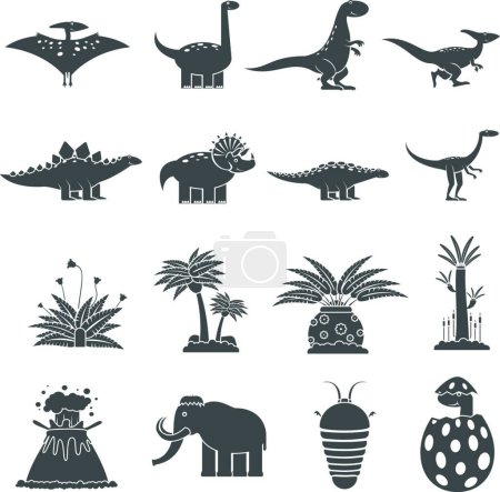 Illustration for Dinosaurs Black Set vector illustration - Royalty Free Image