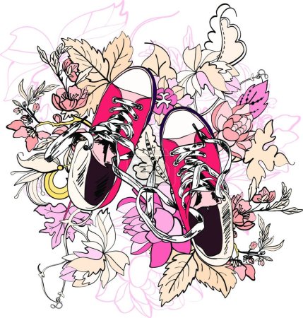 Téléchargez les illustrations : Esquisse de gomme fleur, illustration vectorielle - en licence libre de droit