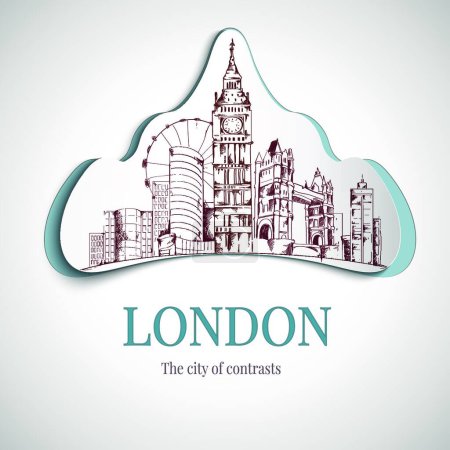 Ilustración de Londres emblema de la ciudad, ilustración simple vector - Imagen libre de derechos