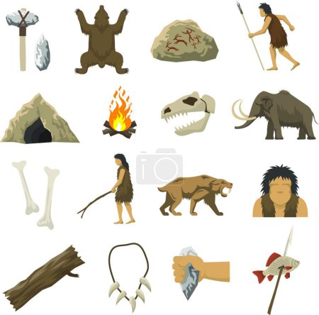 Illustration for Stone Age Icons vector illustration - Royalty Free Image