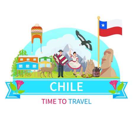 Illustration for Chile Vector Composition, colorful vector illustration - Royalty Free Image