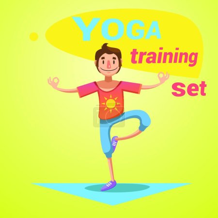 Téléchargez les illustrations : Yoga Training Set illustration vectorielle - en licence libre de droit