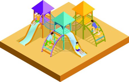 Téléchargez les illustrations : Isometric Playground Composition illustration vectorielle moderne - en licence libre de droit