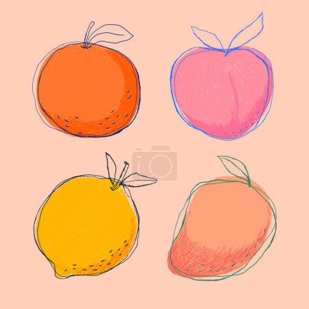 Ilustración de Conjunto de fruta moderna ilustración vectorial - Imagen libre de derechos